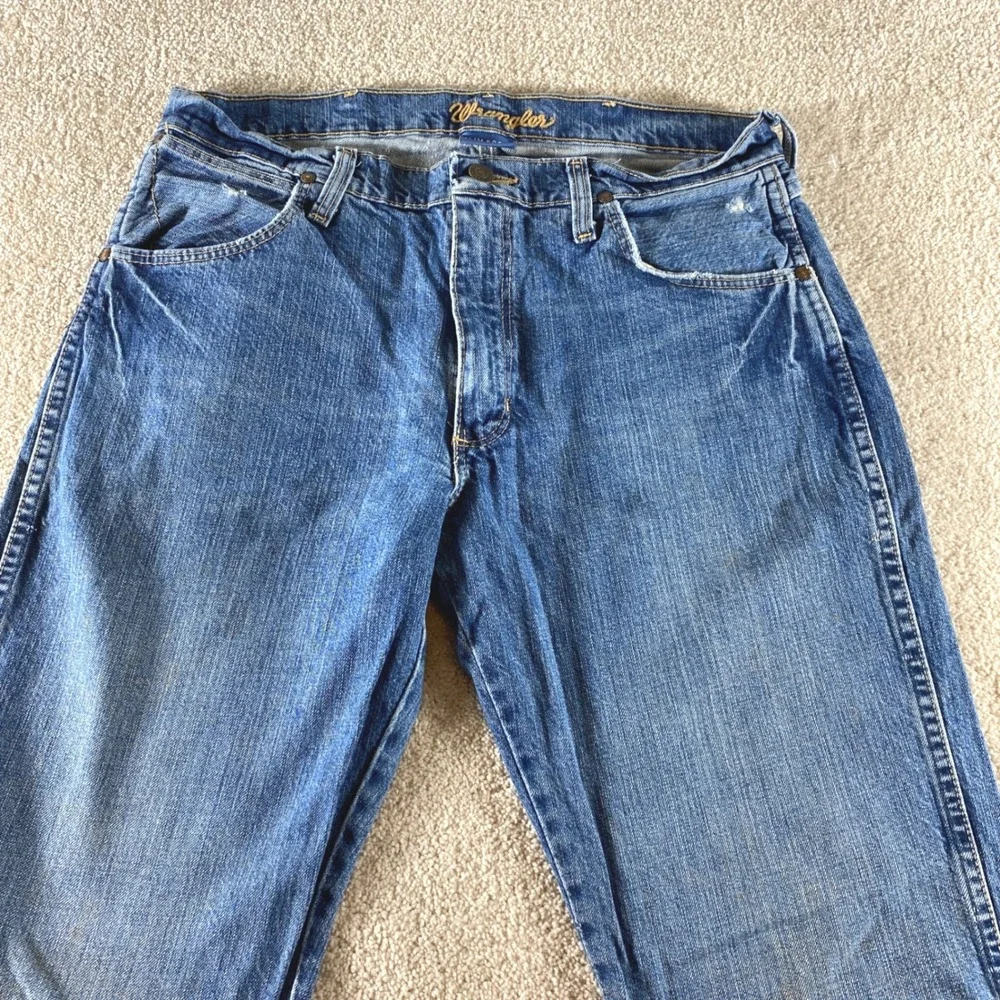 Wrangler‎ Slim Boot Jeans Mens 31x34 Blue Good Distressed Bootcut Western